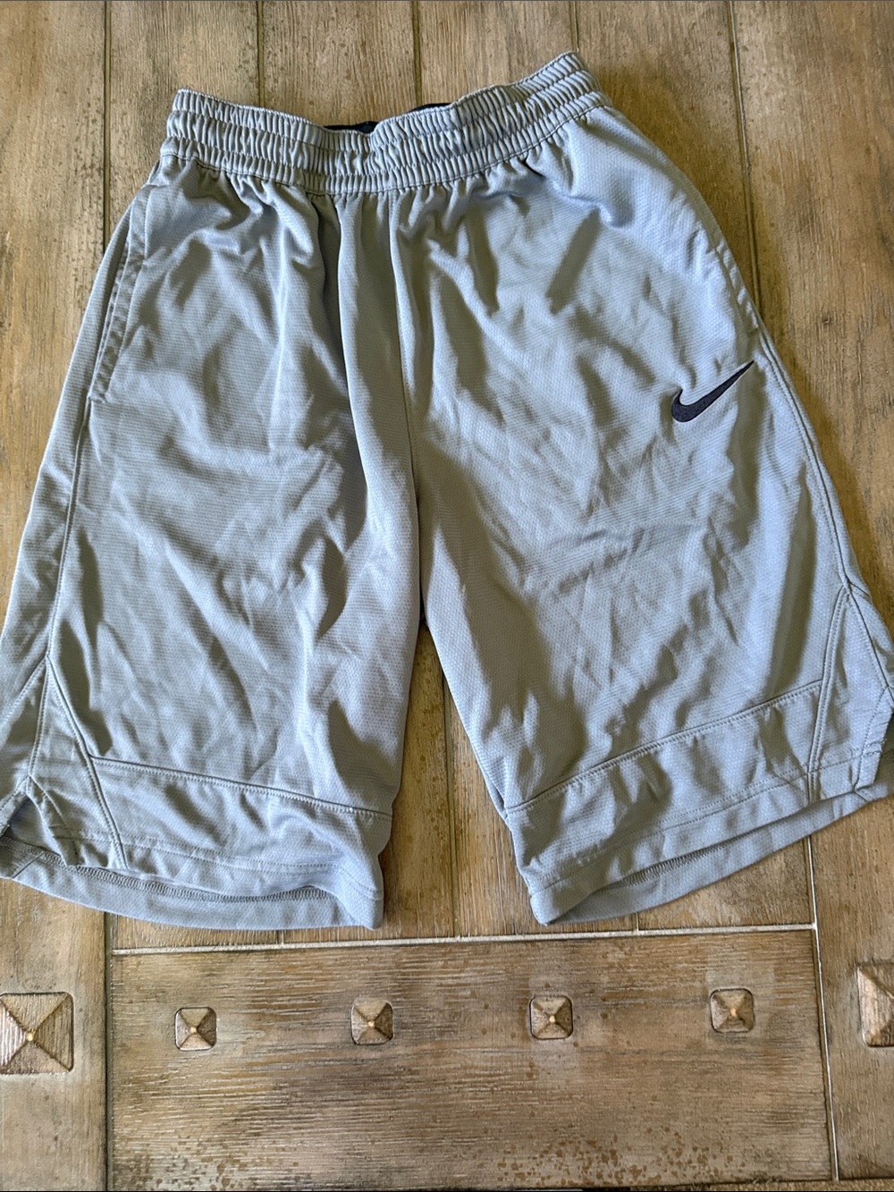Nike Men’s Light Gray Athletic Shorts with Black Swoosh